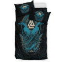 Ligerking Bedding Set - Huginn and Muninn Valknut Cyan Style Bedding Set A35