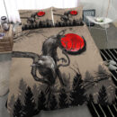 Ligerking Bedding Set - Viking Huginn and Muninn Raven on Tree Branch and Blood Moon Bedding Set A35