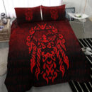 Ligerking Bedding Set - Viking God Odin Allfather In Asgard Raven God - Red Version Bedding Set A7