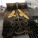 Ligerking Bedding Set - Norse Mythology Spear of Odin Gungnir Runes Geri Freki Huginn Muninn Bedding Set A7