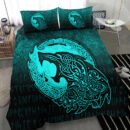Ligerking Bedding Set - Fenrir Viking 3D Tattoo - Cyan Version Bedding Set A7
