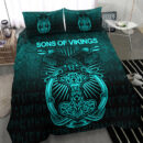 Ligerking Bedding Set - Vikings Ravens Mjolnir - Cyan Version Bedding Set A7