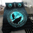 Ligerking Bedding Set - Vikings Huginn Muninn Odinâ€™s Ravens - Cyan Version Bedding Set A7