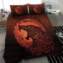Ligerking Bedding Set - Fenrir Viking 3D Tattoo - Orange Version Bedding Set A7
