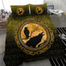 Ligerking Bedding Set - Vikings Huginn Muninn Odinâ€™s Ravens - Gold Version Bedding Set A7