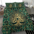 Ligerking Bedding Set - Tree of Life with Triquetra Malachite and Gold Bedding Set A7