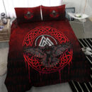 Ligerking Bedding Set - Valhalla Norse Mythology Raven Black Crow Viking - Red Version Bedding Set A7