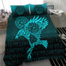 Ligerking Bedding Set - Raven Vegvisir Tattoo - Cyan Version Bedding Set A7