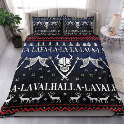 Ligerking Bedding Set - Ugly Christmas Viking Fa La La La La Valhalla La Bedding Set A7