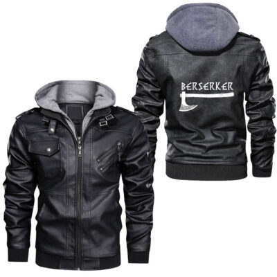 Ligerking - Berserker Odin Grizzly Bear Viking Leather Jacket A35