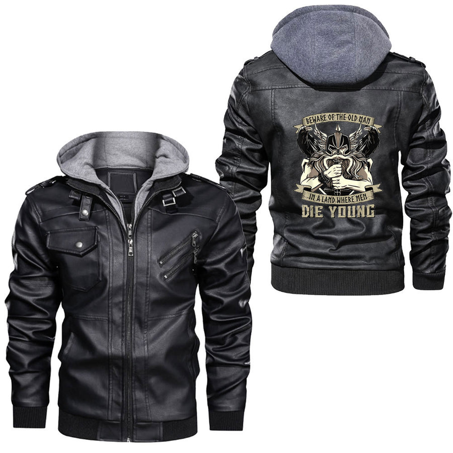 Ligerking -Celtic Huginn & Muninn Odin's Ravens Viking Leather Jacket A35