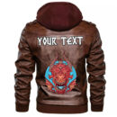 (Custom) Ligerking - Bearded Warrior Skull With Crossed Axes Leather Jacket A35