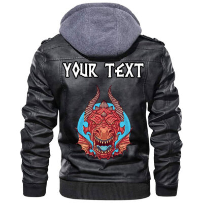 (Custom) Ligerking - Bearded Warrior Skull With Crossed Axes Leather Jacket A35