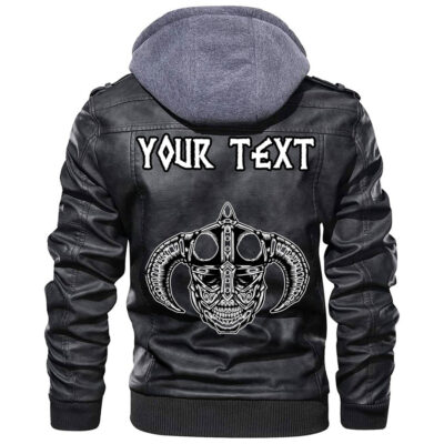 (Custom) Ligerking - Black And White Head With Shield And Axe Leather Jacket A35