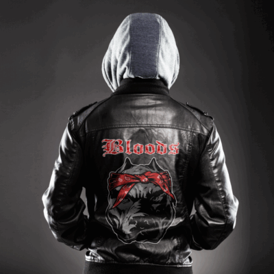 Ligerking Jacket - Bloods Gang Zipper Leather Jacket A31