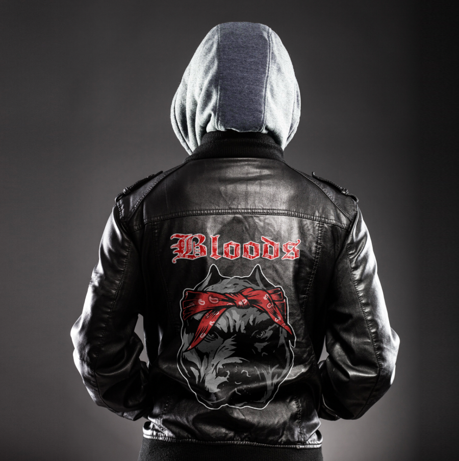 Ligerking Jacket - Bloods Gang Zipper Leather Jacket A31