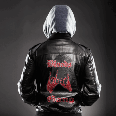 Ligerking Jacket - Bloods Gang Handsign Zipper Leather Jacket A31