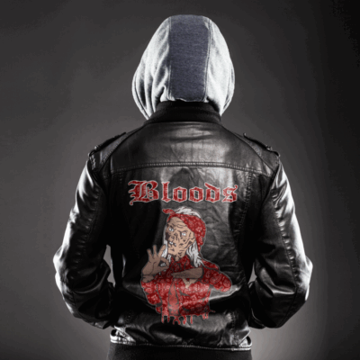 Ligerking Jacket - Bloods Gang Pitbull Zipper Leather Jacket A31