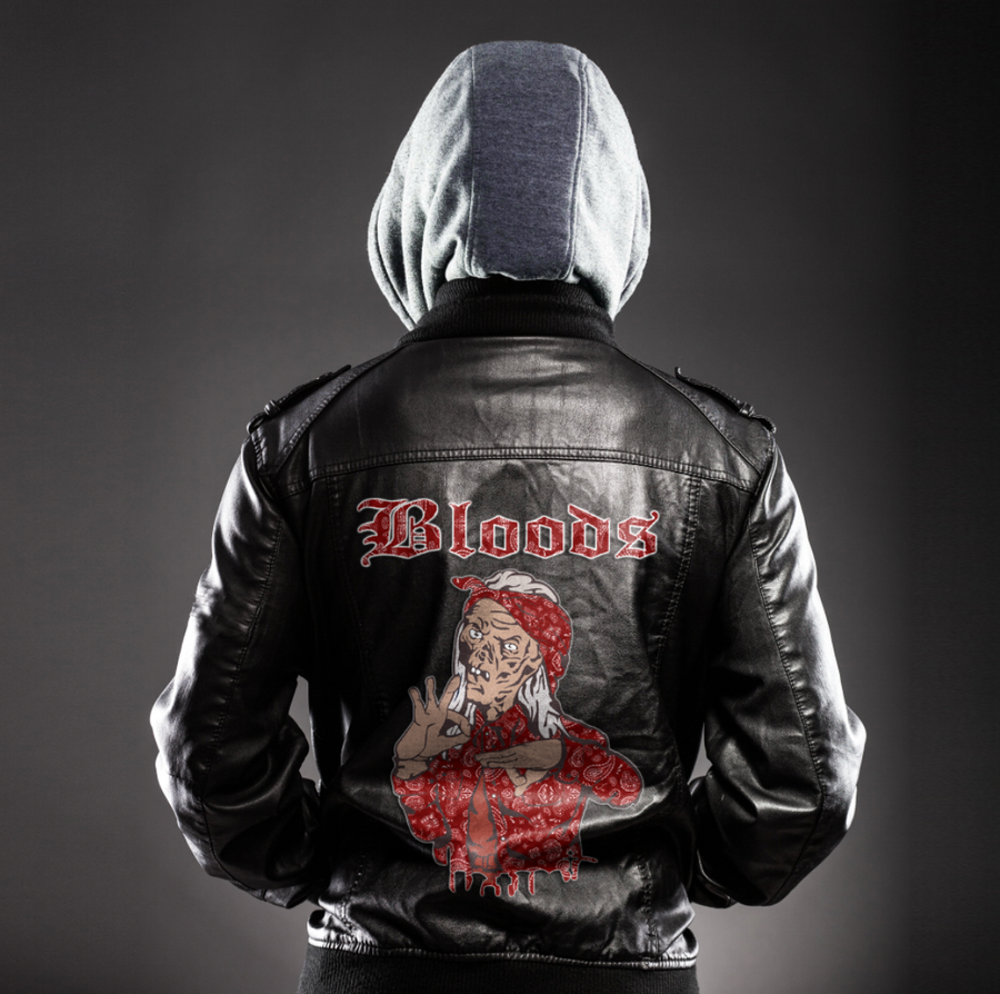 Ligerking Jacket - Bloods Gang Pitbull Zipper Leather Jacket A31