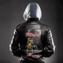 Ligerking Jacket - Bloods Skull Zipper Leather Jacket A31