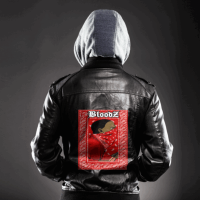 Ligerking Jacket - Bloods Gang Gangsign Zipper Leather Jacket A31