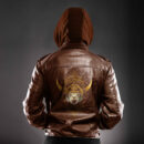 Ligerking - Bull Head Viking White Leather Jacket A35