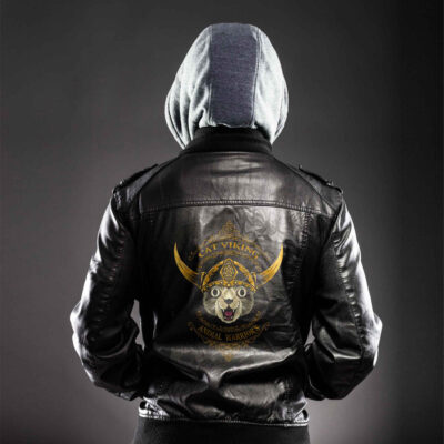 Ligerking - Bull Head Viking White Leather Jacket A35