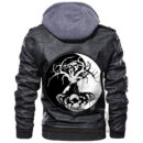 Ligerking - Celtic Symbol Of Yin And Yang Druidic Yggdrasil Tree Leather Jacket A35