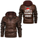 Ligerking - Classic Nordic Celtic Symbol Viking Compass Vegvisir Leather Jacket A35