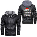 Ligerking - Classic Nordic Celtic Symbol Viking Compass Vegvisir Leather Jacket A35