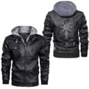 Ligerking - Classic Nordic Viking Rune Symbol Valknut Viking Bangle Leather Jacket A35