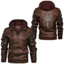 Ligerking - Classic Nordic Viking Rune Symbol Valknut Viking Bangle Leather Jacket A35