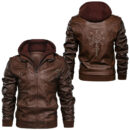 Ligerking - Classic Viking Symbols Compass Vegvisir Nordic Rune Celtic Leather Jacket A35