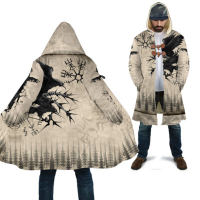 Ligerking Clothing -Raven and Vegvisir Vintage Style Cloak A94