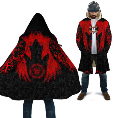 Ligerking Clothing - Red Raven and Horn of Odin Cloak A35