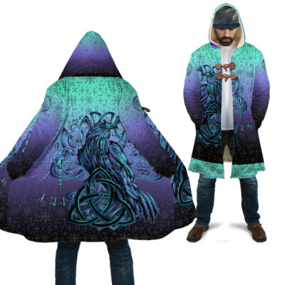 Ligerking Clothing - Raven Horn of Odin Cyan Cloak A94