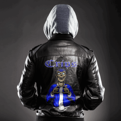 Ligerking Jacket - Crips Gang Handsign Zipper Leather Jacket A31