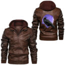 Ligerking -Crow Raven Viking Valhalla Berserker Nordic Norse Mythology Leather Jacket A35
