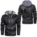 Ligerking -Double Raven and Vegvisir Leather Jacket A35