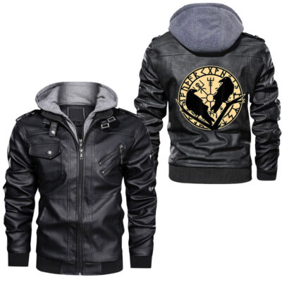 Ligerking - Fa La La La Valhalla La Viking God Ugly Christmas Design Leather Jacket A35
