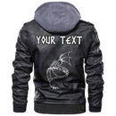 (Custom) Ligerking - Dark Red With Odin's Ravens Leather Jacket A35