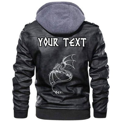 (Custom) Ligerking - Dark Red With Odin's Ravens Leather Jacket A35