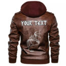 (Custom) Ligerking - Dark Red With Odin's Ravens Leather Jacket A35