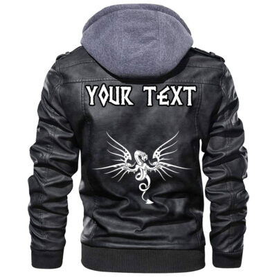 (Custom) Ligerking - Dragon Shield With Crossing Swords Leather Jacket A35