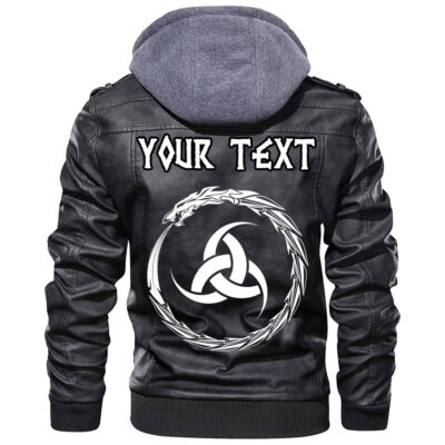 (Custom) Ligerking - Dragon Symbol Tattoo Leather Jacket A35