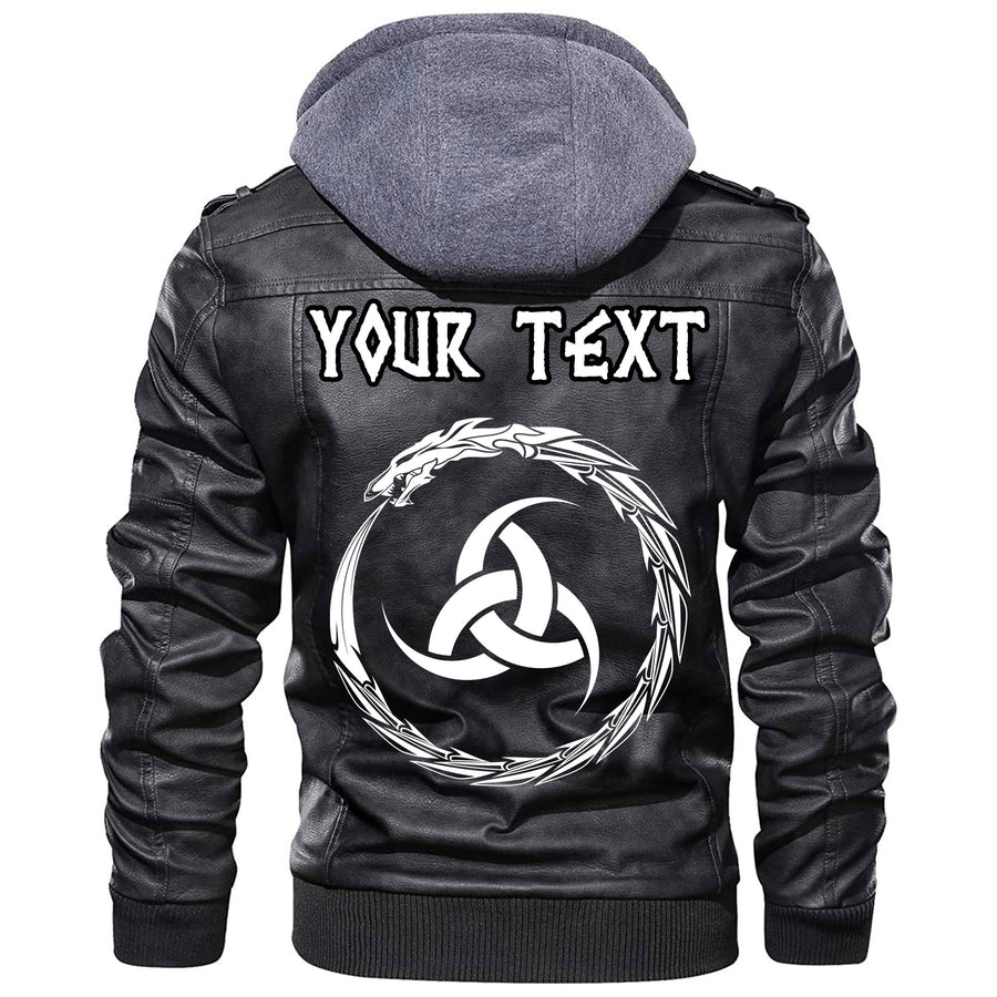 (Custom) Ligerking - Dragon Symbol Tattoo Leather Jacket A35