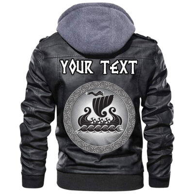 (Custom) Ligerking - Dragons & Helm Of Awe Aegishjalmur Leather Jacket A35