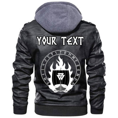 (Custom) Ligerking - Drakkar In Circle Of Ancient Leather Jacket A35