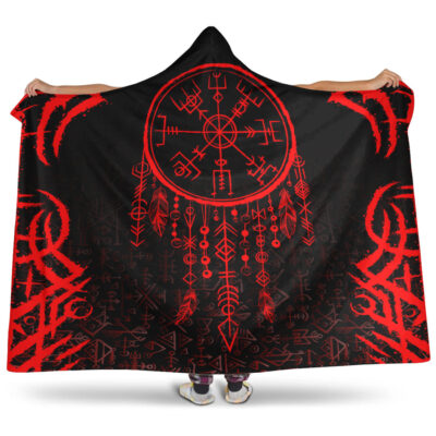 Ligerking Hooded Blanket - Dream Catcher Vegvisir Red Hooded Blanket A35