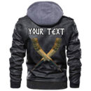 (Custom) Ligerking - Drakkar Ship Sailing On The Stormy Sea Leather Jacket A35